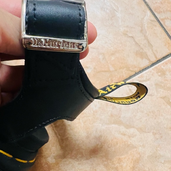 Dr. Martens Black Vegan Leather Sandals with Yellow Stitching - Picture 5 of 8